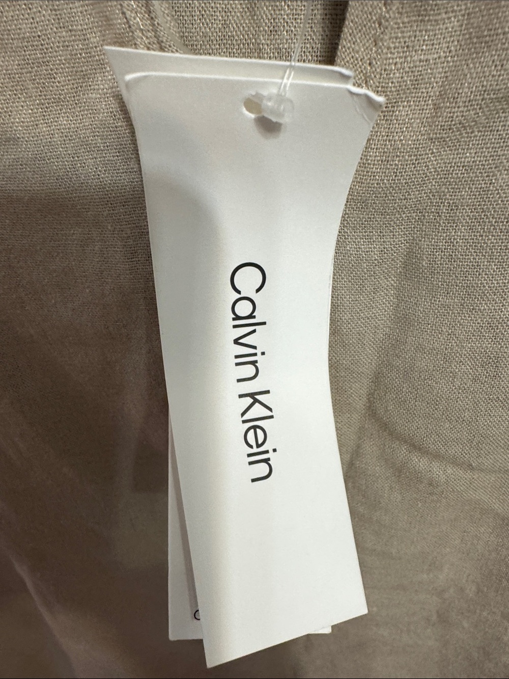 Calvin Klein Taupe Linen Short-Sleeve Top - Picture 2 of 4